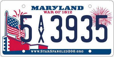 MD license plate 5AX3935