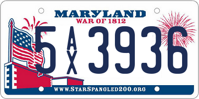 MD license plate 5AX3936