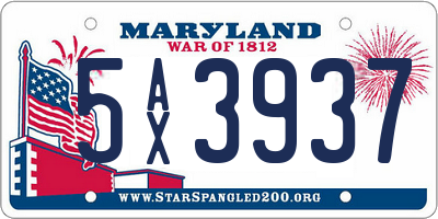 MD license plate 5AX3937