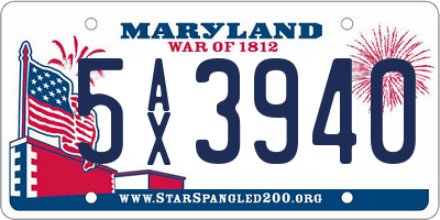 MD license plate 5AX3940