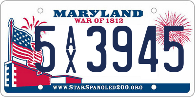 MD license plate 5AX3945