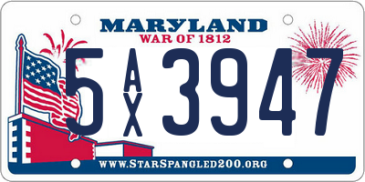 MD license plate 5AX3947