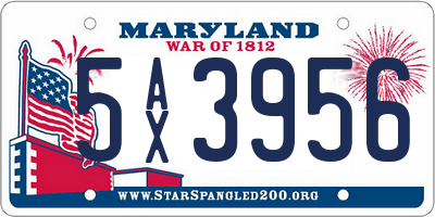 MD license plate 5AX3956