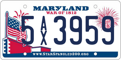 MD license plate 5AX3959