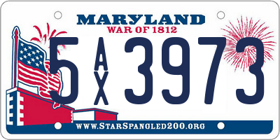 MD license plate 5AX3973