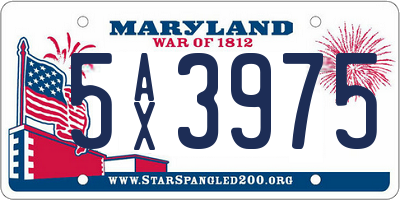 MD license plate 5AX3975