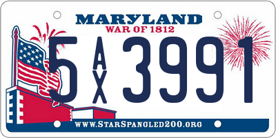 MD license plate 5AX3991