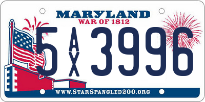 MD license plate 5AX3996