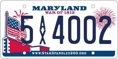 MD license plate 5AX4002