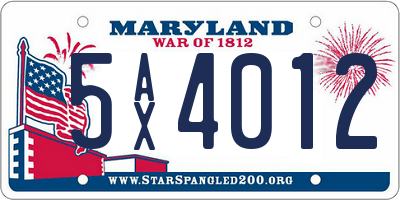 MD license plate 5AX4012