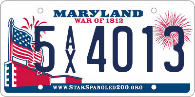 MD license plate 5AX4013