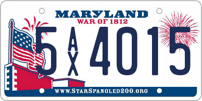 MD license plate 5AX4015
