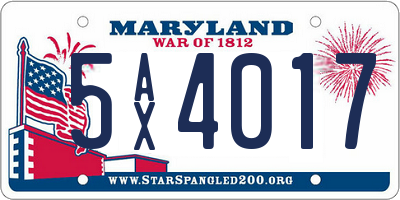 MD license plate 5AX4017