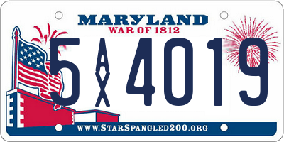 MD license plate 5AX4019