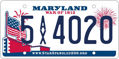 MD license plate 5AX4020