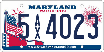 MD license plate 5AX4023