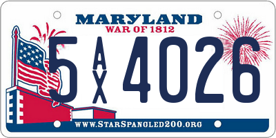 MD license plate 5AX4026