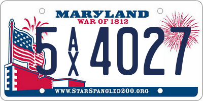MD license plate 5AX4027