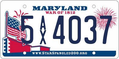 MD license plate 5AX4037
