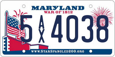 MD license plate 5AX4038