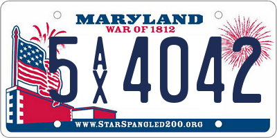 MD license plate 5AX4042