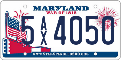 MD license plate 5AX4050