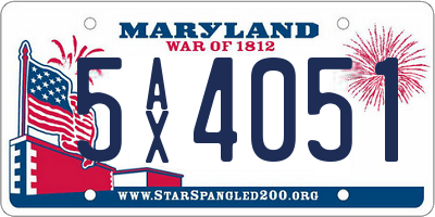 MD license plate 5AX4051