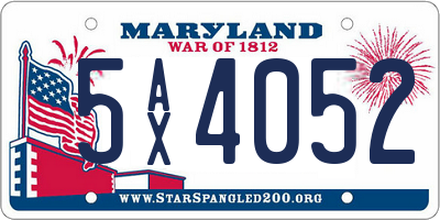 MD license plate 5AX4052