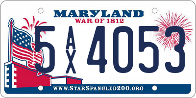 MD license plate 5AX4053
