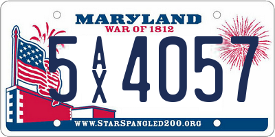 MD license plate 5AX4057