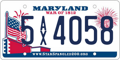 MD license plate 5AX4058