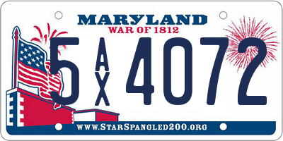 MD license plate 5AX4072