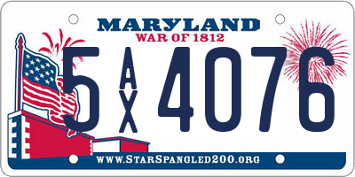 MD license plate 5AX4076