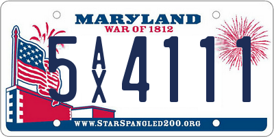 MD license plate 5AX4111