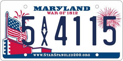 MD license plate 5AX4115