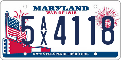 MD license plate 5AX4118