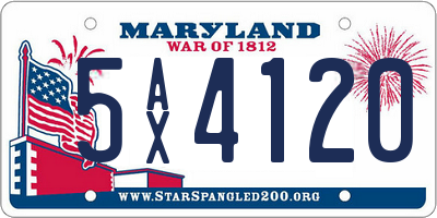 MD license plate 5AX4120