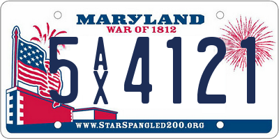 MD license plate 5AX4121