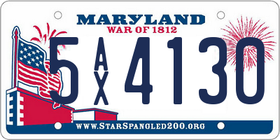 MD license plate 5AX4130
