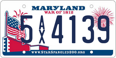 MD license plate 5AX4139