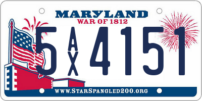 MD license plate 5AX4151