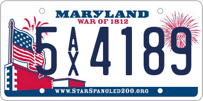 MD license plate 5AX4189