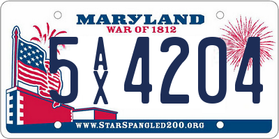 MD license plate 5AX4204