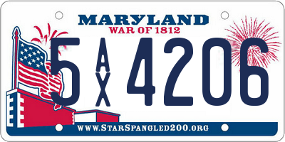 MD license plate 5AX4206