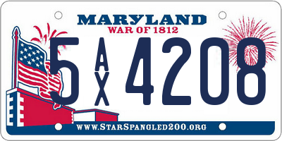 MD license plate 5AX4208