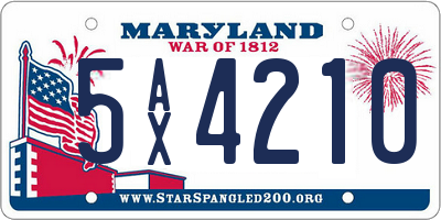 MD license plate 5AX4210