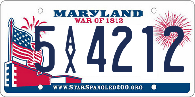 MD license plate 5AX4212