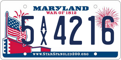 MD license plate 5AX4216