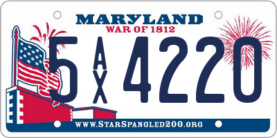 MD license plate 5AX4220