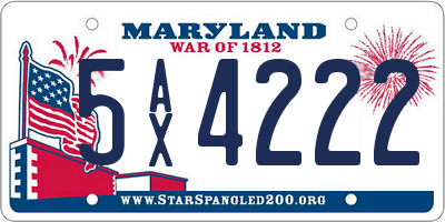 MD license plate 5AX4222